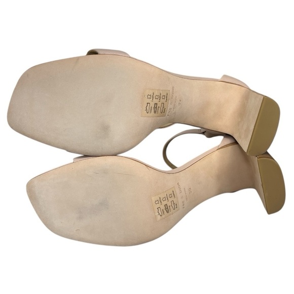 Rag & Bone Ellis Sandal Nude Leather Block Heel Ankle Strap Sandals SZ 39, US 9 - Picture 7 of 14